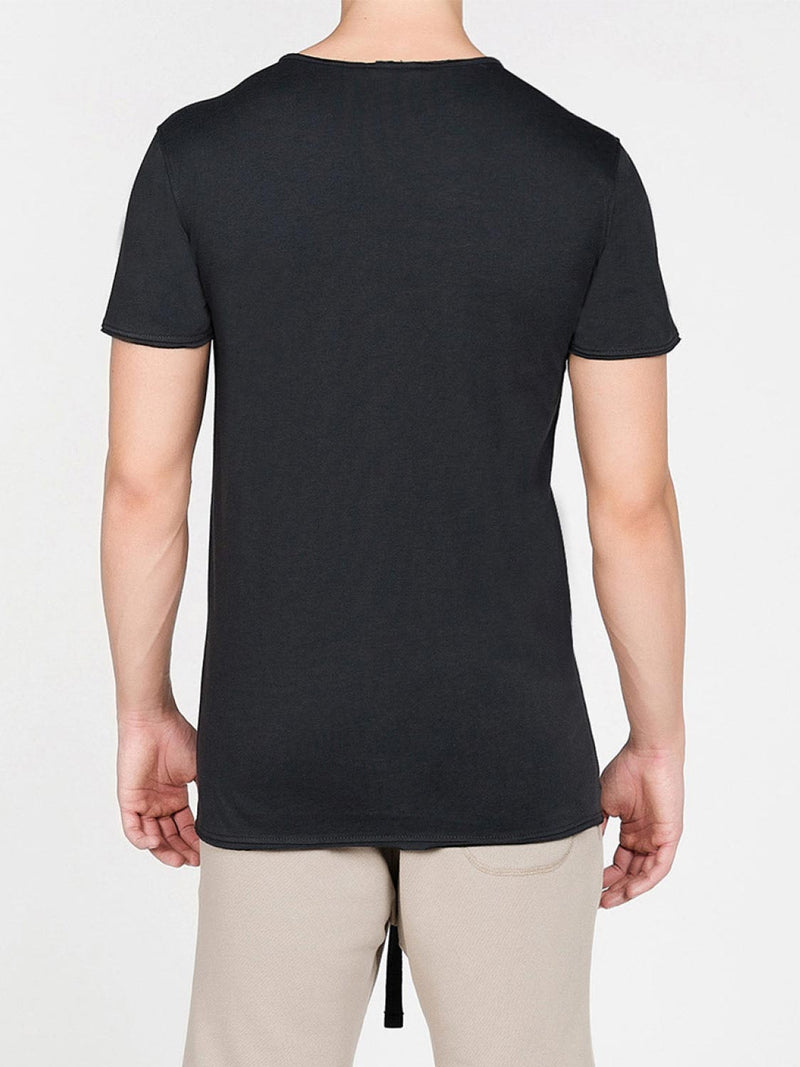 Henley Organic Cotton T-Shirt Charcoal Grey | D