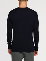 Cashmere Blend Crew Neck Knitted Sweater Navy Blue | C
