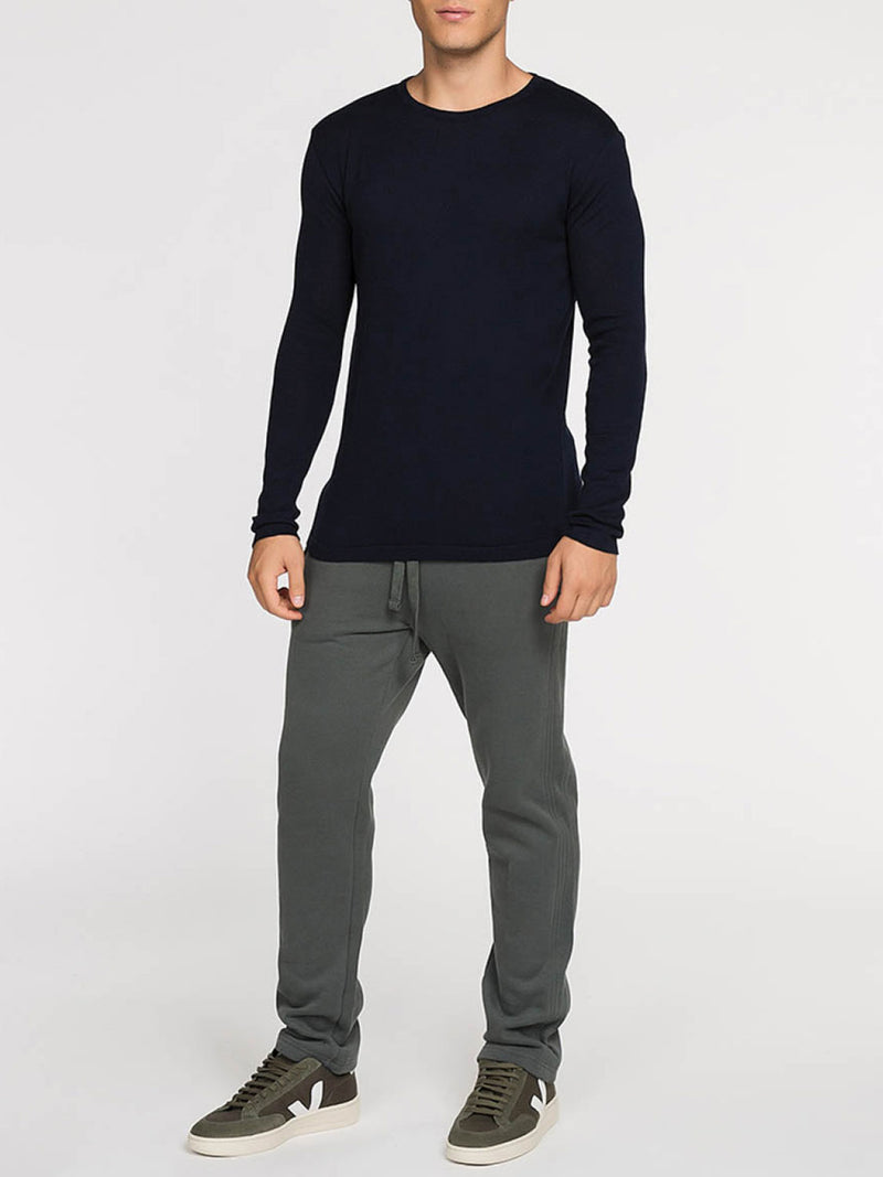 Cashmere Blend Crew Neck Knitted Sweater Navy Blue | D