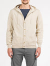 Cotton Blend Knitted Hooded Sweater Beige
