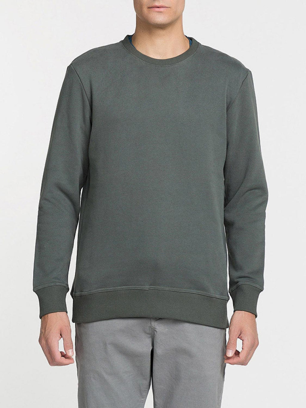 Crew Neck Sweatshirt Military Khaki | B