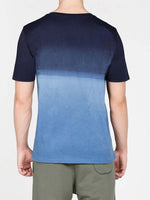 Crew Neck Acid Wash Dip Dye T-shirt Navy Blue | D