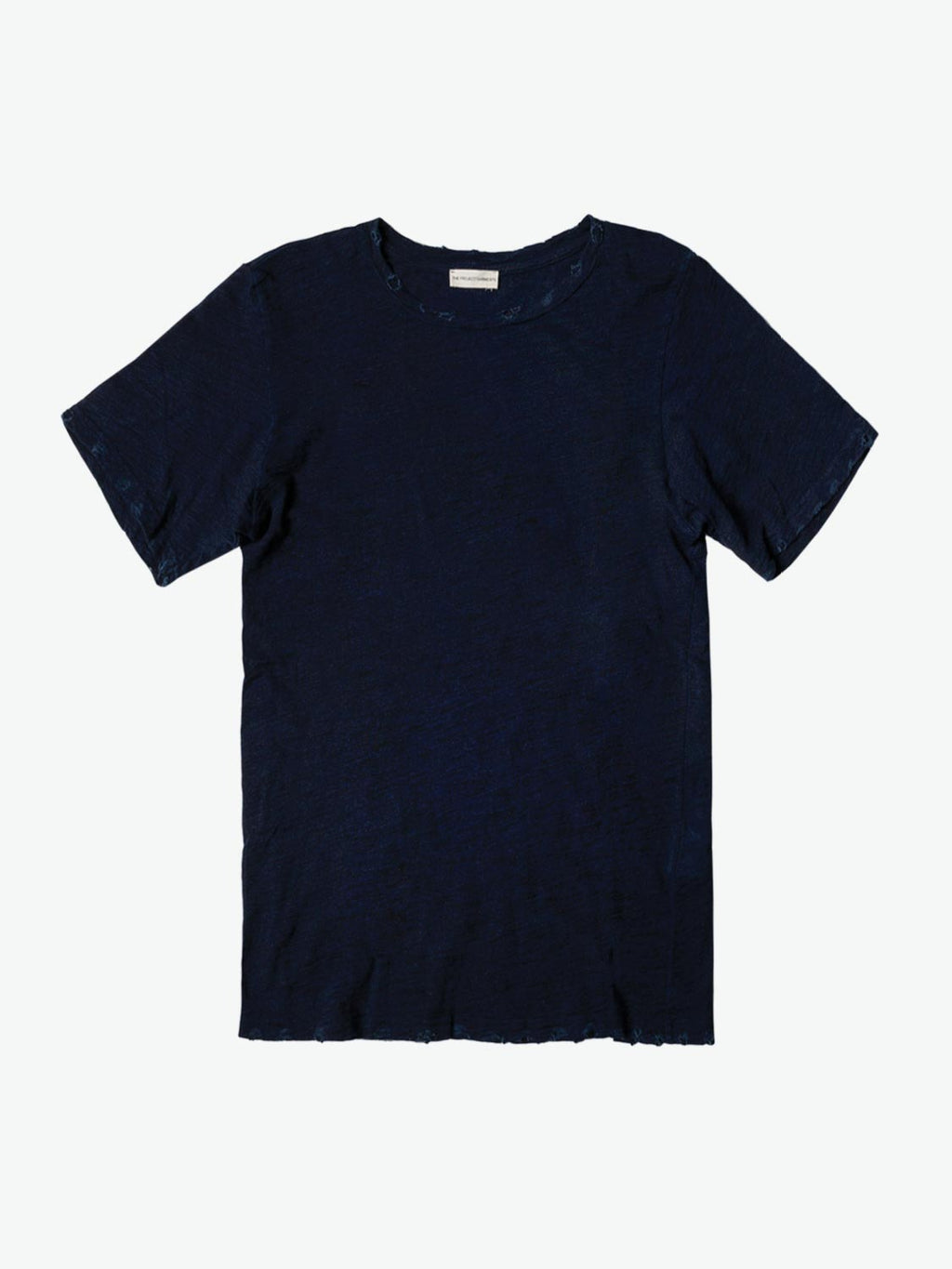 Crew Neck Cotton Distressed Indigo T-shirt | A