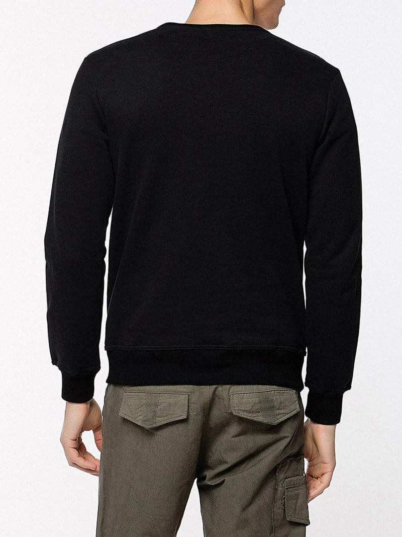 Crew Neck Organic Cotton Sweatshirt Black | D