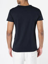 Crew Neck Raw Edged Organic Cotton T-shirt Navy Blue | D