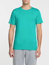 Crew Neck Modal-Blend Pocket T-shirt Cyan