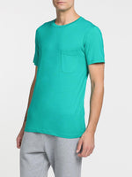 Crew Neck Modal-Blend Pocket T-shirt Cyan | C