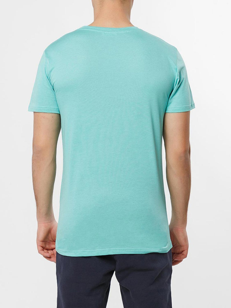 Crew Neck Modal-Blend Pocket T-shirt Turquoise | D