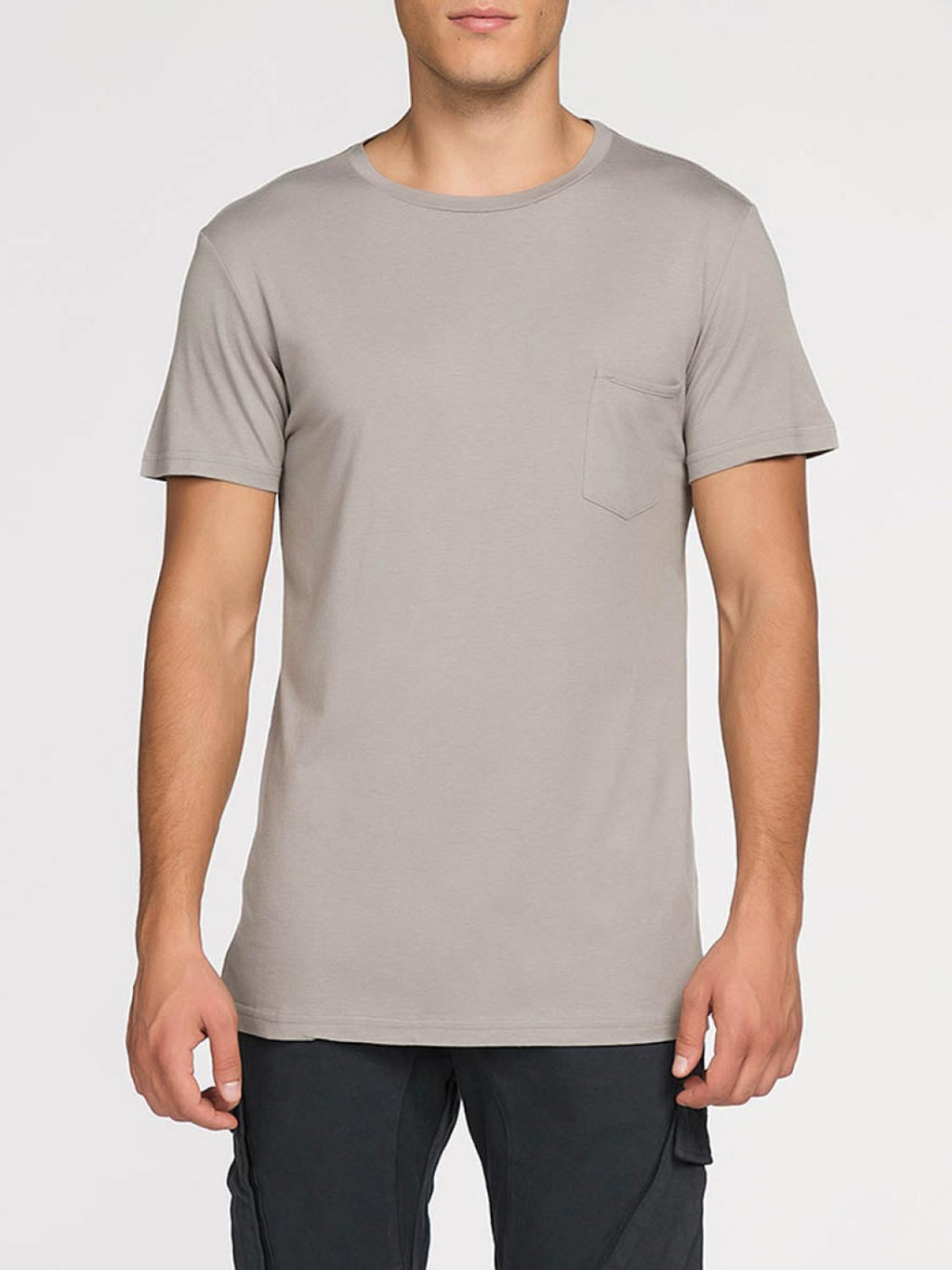 Crew Neck Modal-Blend Pocket T-shirt Moonrock