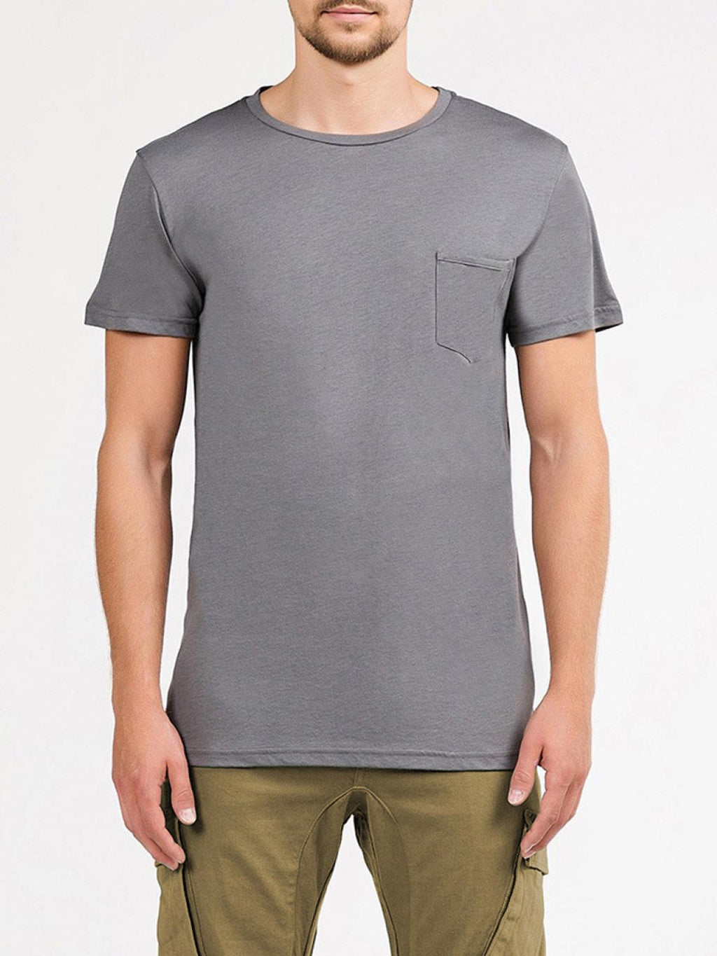 Crew Neck Modal-Blend Pocket T-shirt Asphalt Grey | B