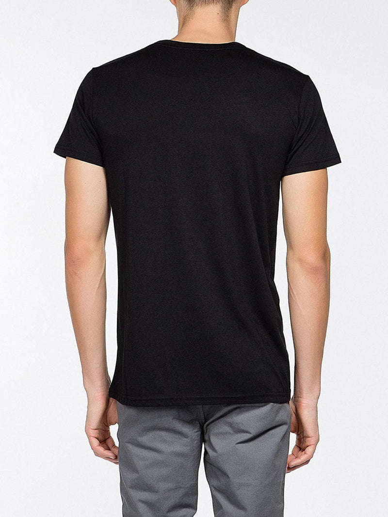 Crew Neck Modal-Blend Pocket T-shirt Black | D