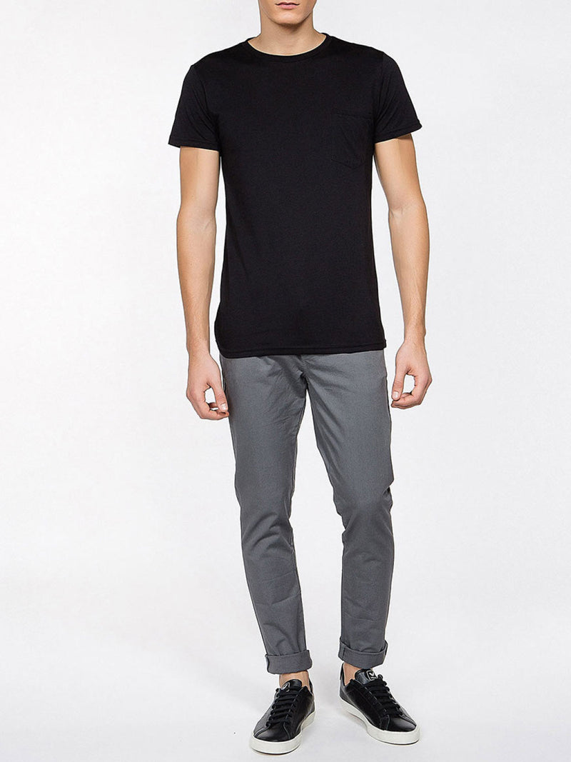Crew Neck Modal-Blend Pocket T-shirt Black | E