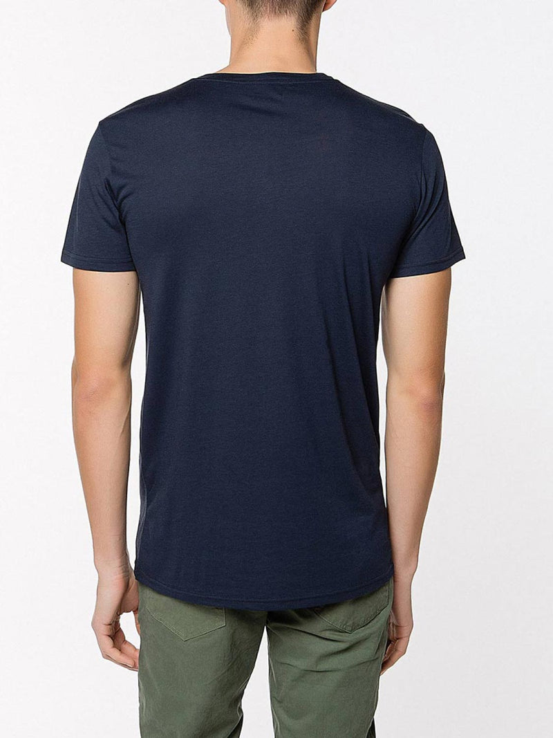 Crew Neck Modal-Blend Pocket T-shirt Midnight Blue | D