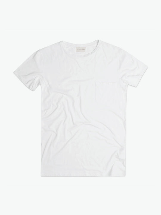 Crew Neck Modal-Blend Pocket T-shirt White | A