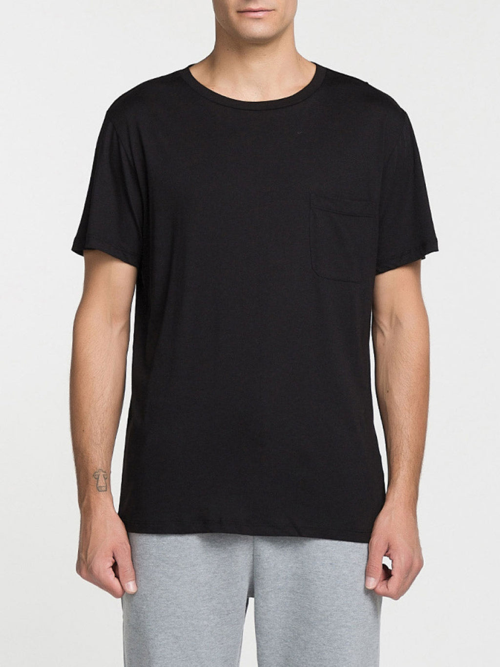 Crew Neck Modal Pocket T-shirt Black | B