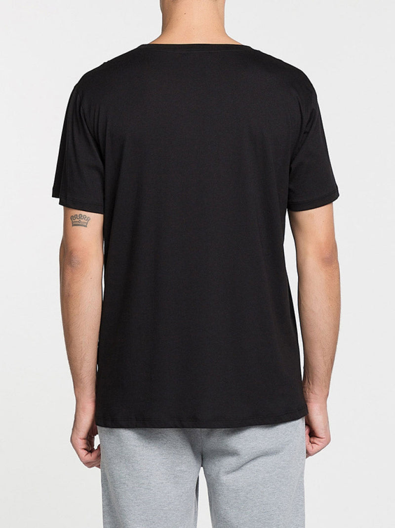 Crew Neck Modal Pocket T-shirt Black | C
