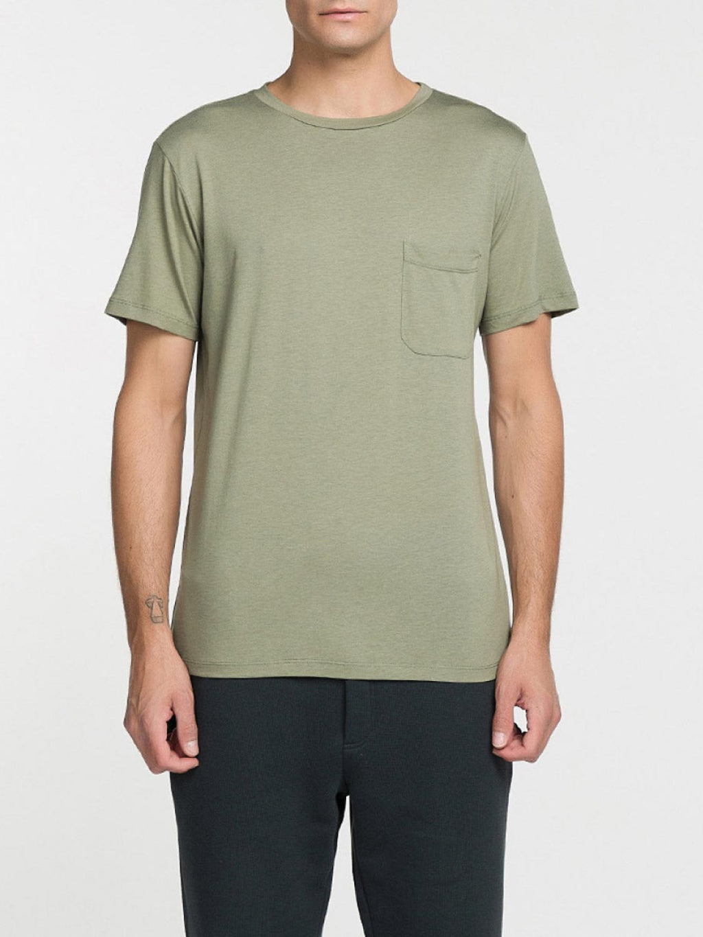 Crew Neck Modal Pocket T-shirt Khaki