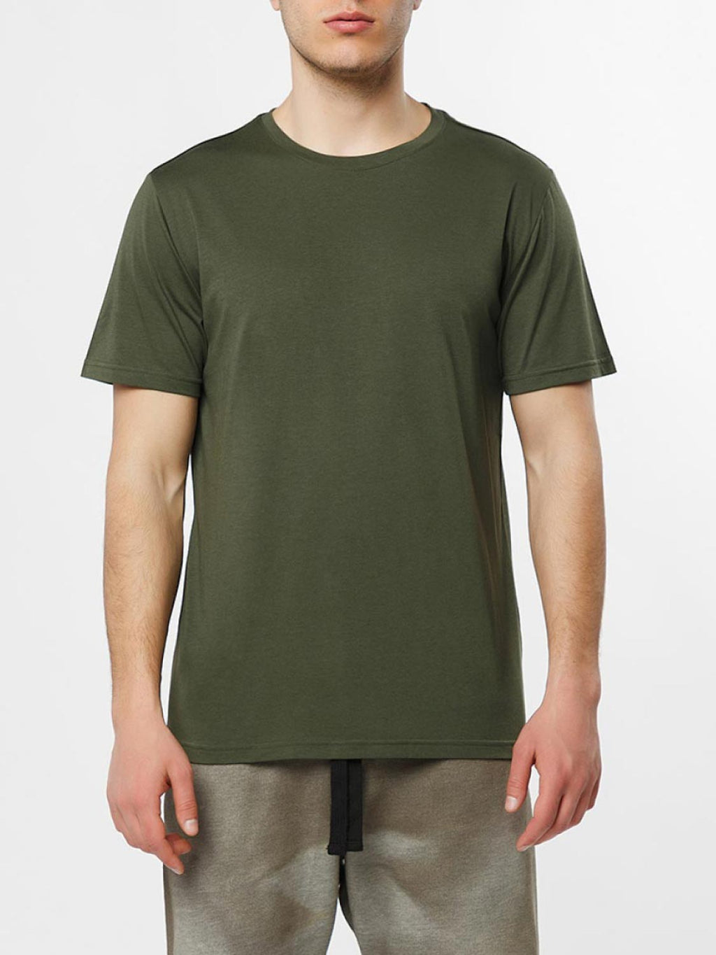 Crew Neck Regular Fit Organic Cotton T-shirt Khaki | B
