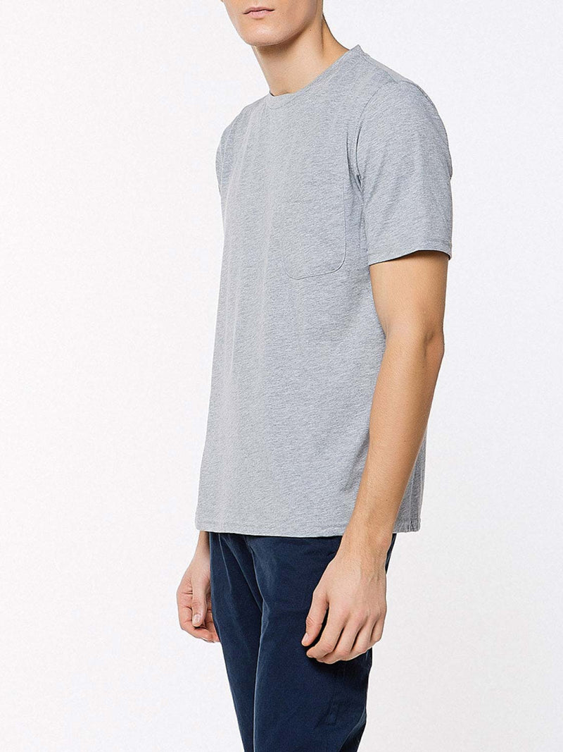 Crew Neck Regular Fit Organic Cotton Pocket T-shirt Melange Grey | C