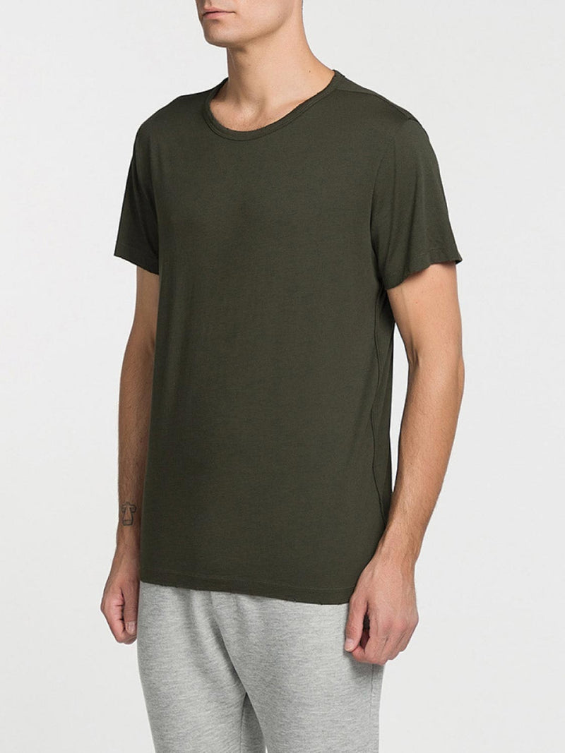 Crew Neck Regular Fit Organic Cotton T-shirt Military Khaki | C