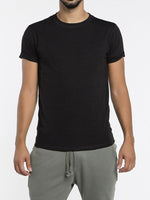 Cotton Jersey Trimmed Crew Neck T-Shirt Black