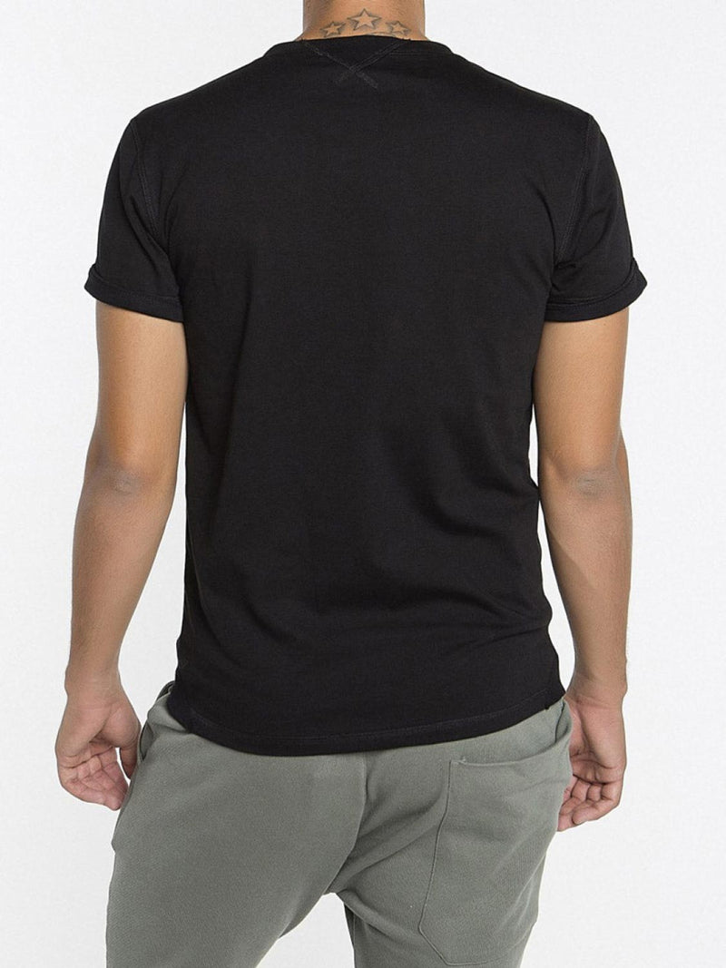 Cotton Jersey Trimmed Crew Neck T-Shirt Black