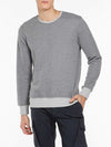 Color Block Crew Neck Sweatshirt Melange Grey | B