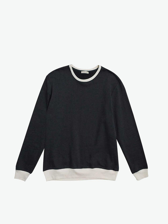 Color Block Crew Neck Sweatshirt Navy Blue | A