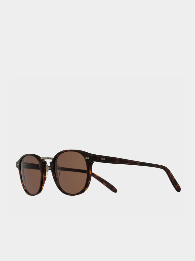Cutler and Gross Round-Frame Dark Turtle Acetate Sunglasses | E