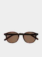Cutler and Gross Round-Frame Dark Turtle Acetate Sunglasses | F