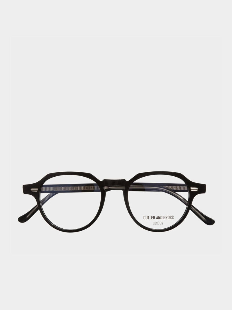 Cutler and Gross Hexagonal-Frame Black Acetate Optical Glasses | C