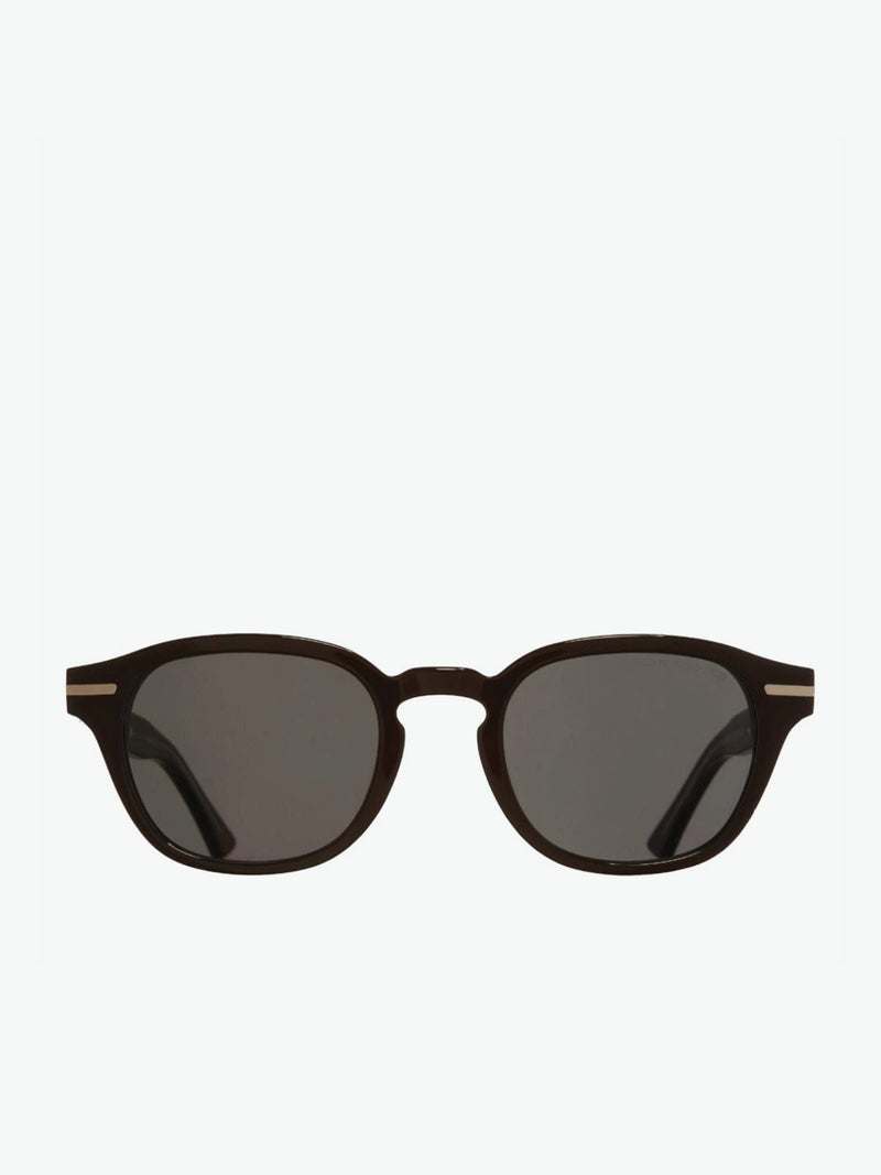 Cutler and Gross Round-Frame Black Taxi Acetate Sunglasses | A