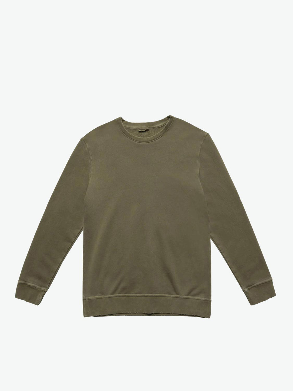 Distressed Crew-Neck Sweatshirt Khaki | A