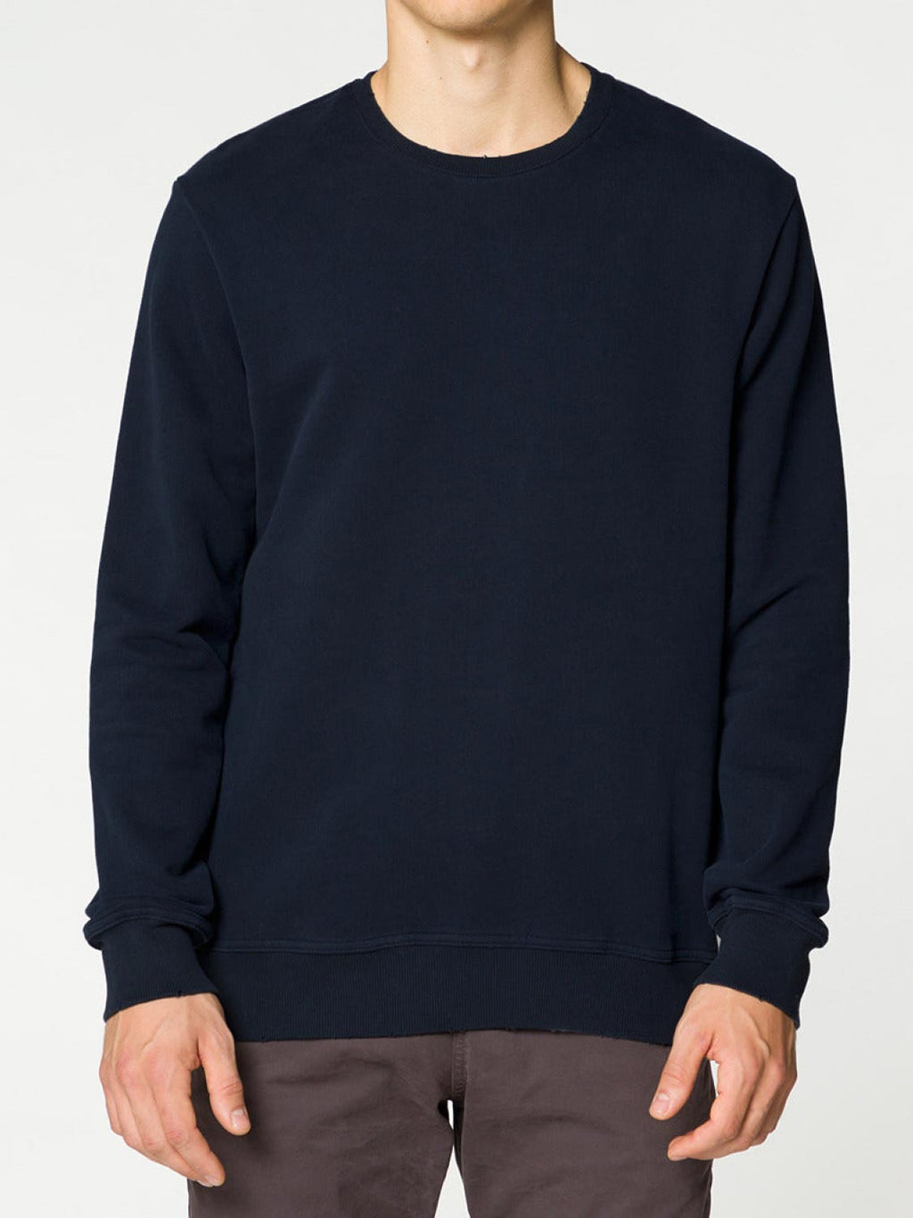 The Project Garments Distressed Crew-Neck Sweatshirt Navy Blue