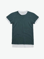 Double Crew Neck Wool Blend T-Shirt Petrol | A