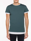 Double Crew Neck Wool Blend T-Shirt Petrol | B