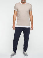 Double Crew Neck Wool T-Shirt Beige