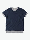 Double Crew Neck Wool Blend T-Shirt Navy Blue | A