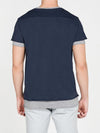 Double Crew Neck Wool Blend T-Shirt Navy Blue | C