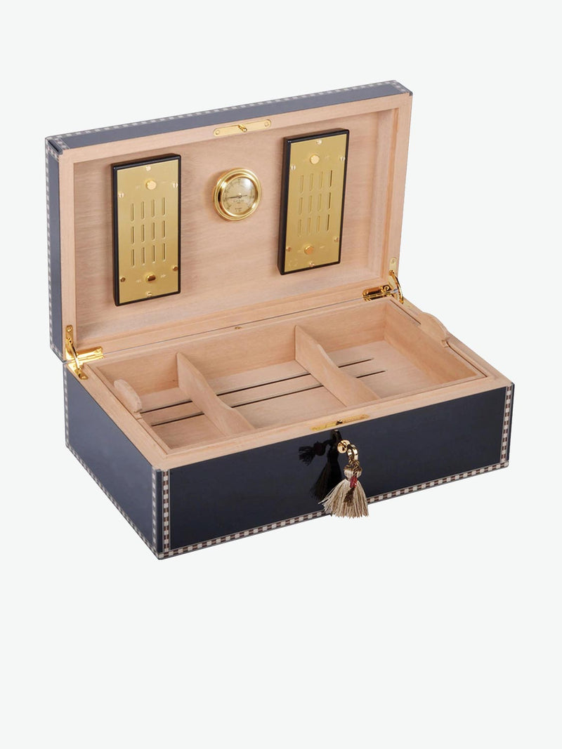 Elie Bleu Medals Cigar Humidor Black