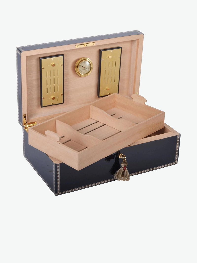 Elie Bleu Medals Cigar Humidor Black