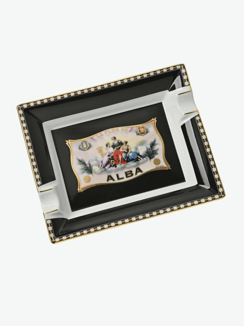 Elie Bleu Flor de Alba Porcelain Ashtray Black