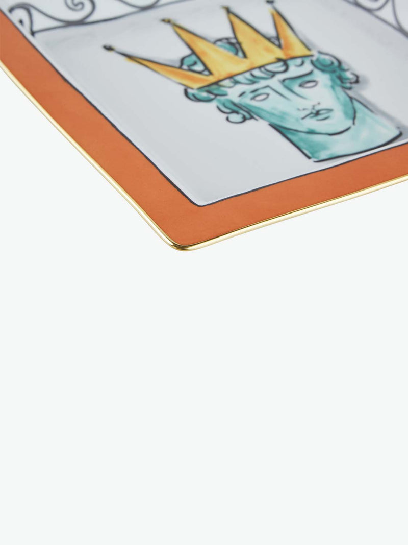 Ginori 1735 Large Squared Change Tray Rock Orange