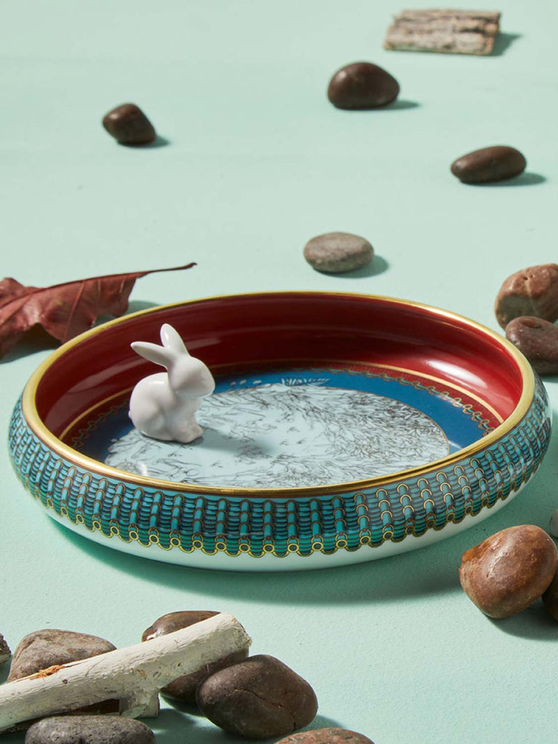 Ginori 1735 Round Vide Poche With White Rabbit