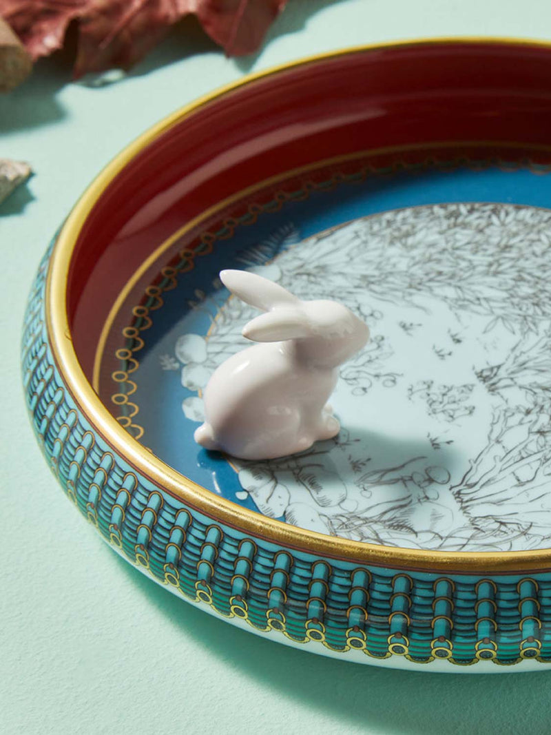 Ginori 1735 Round Vide Poche With White Rabbit