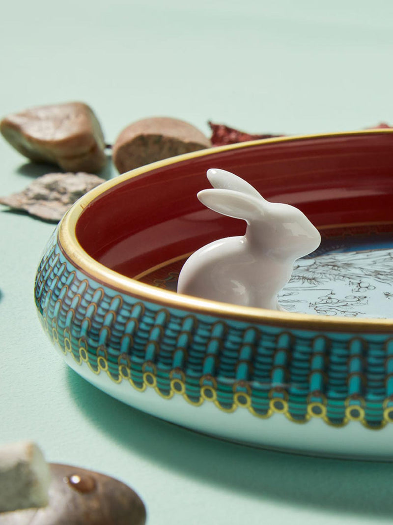 Ginori 1735 Round Vide Poche With White Rabbit