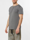 Grandad Collar Organic Cotton T-shirt Light Grey | C