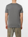 Grandad Collar Organic Cotton T-shirt Light Grey | D