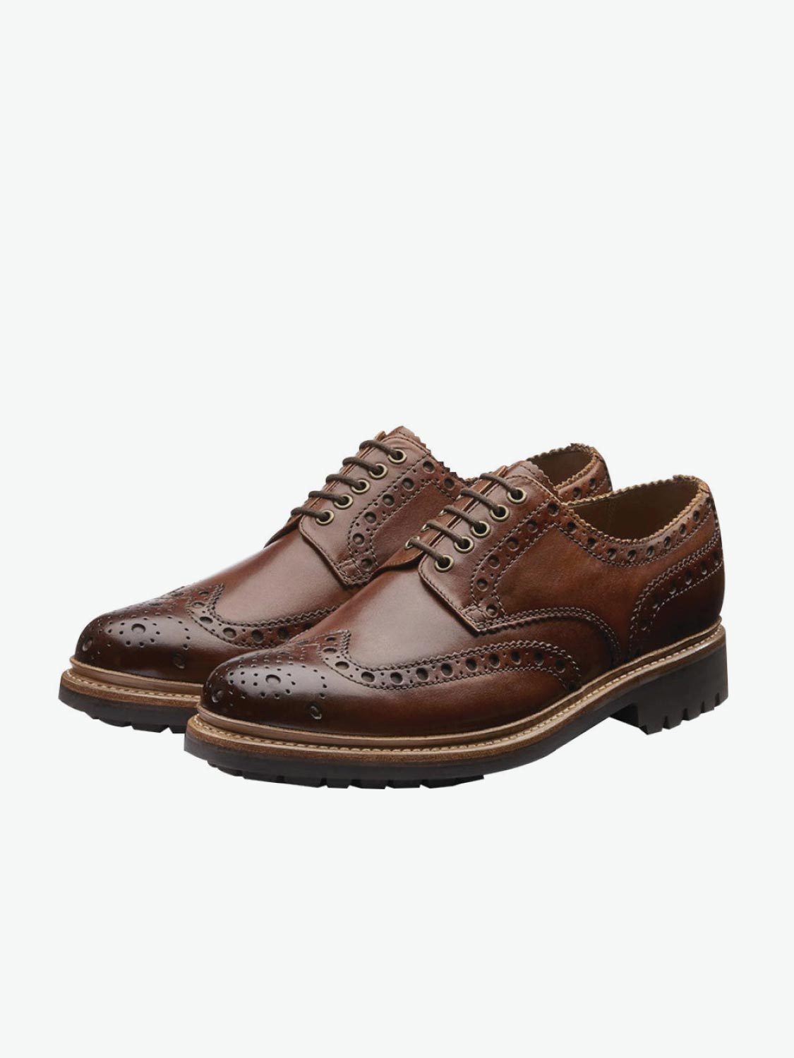 Grenson Archie Tan Brogue Leather Shoes