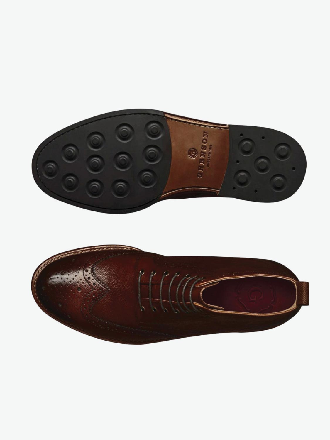 Grenson Sharp Boots Brown Calf Leather Brogue Boot